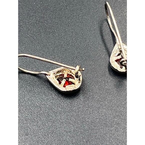 CW Charles Winston Teardrop Garnet and Sterling Silver Drop Earrings - Picture 5 of 9